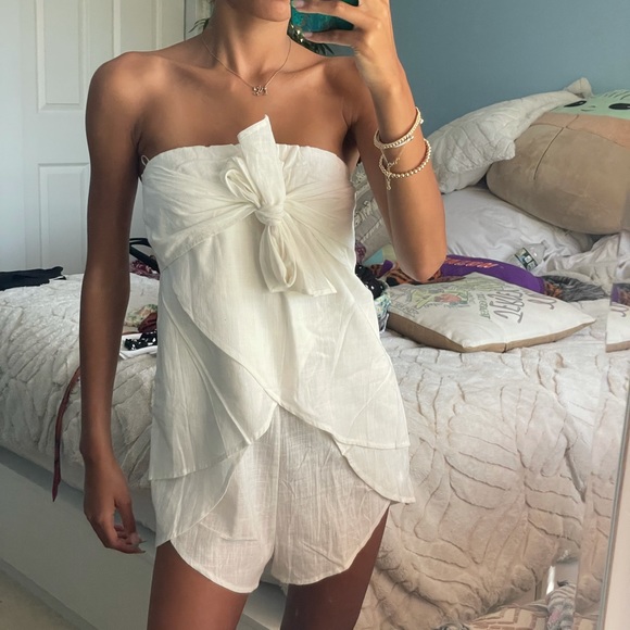 Princess Polly Mabel Mae Strapless Playsuit White - Picture 3 of 4